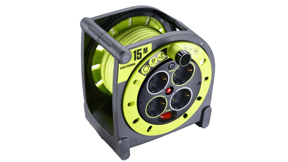 RS PRO Kabeltrommel, 15m, 4-fach, Typ F – Deutscher Schutzkontakt 