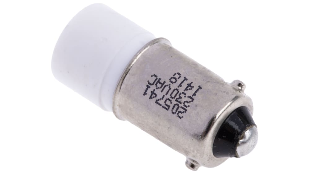 RS PRO LED Signalleuchte Weiß, 230V ac / 410mcd, Ø 10mm x 24mm, Sockel BA9s