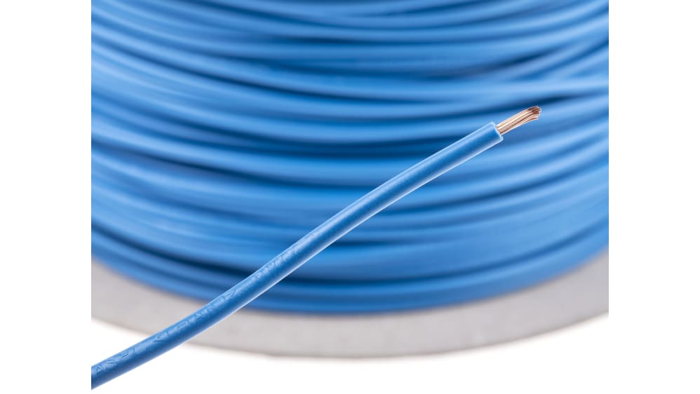 RS PRO, RS PRO Blue 1 mm² Hook Up Wire, 18 AWG, 16/0.2mm, 100m, PVC  Insulation, 256-7021