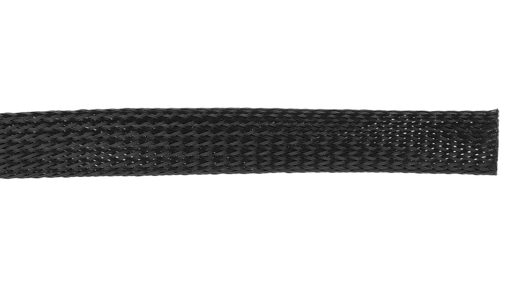 RS PRO, RS PRO Expandable Braided PET Black Cable Sleeve, 19mm Diameter,  30m Length, 408-299