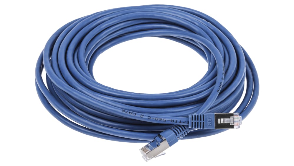 RS PRO Cat6 イーサネットケーブル, RJ45 - RJ45, 10m, 青, S