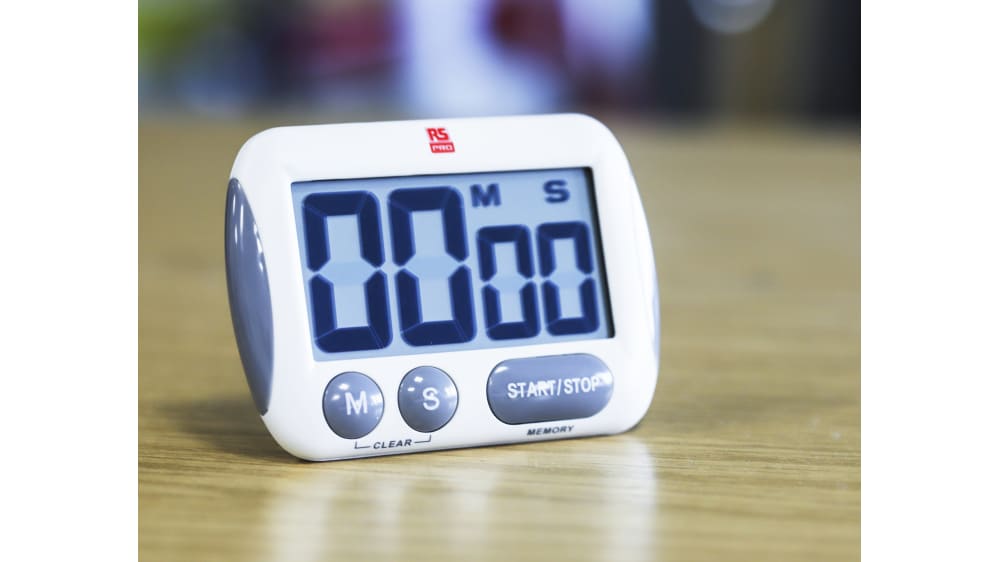 RS PRO Digital Zeitgeber, Desktop-Timer, max. 99 min 59 s Batteriebetrieben,  Weiß
