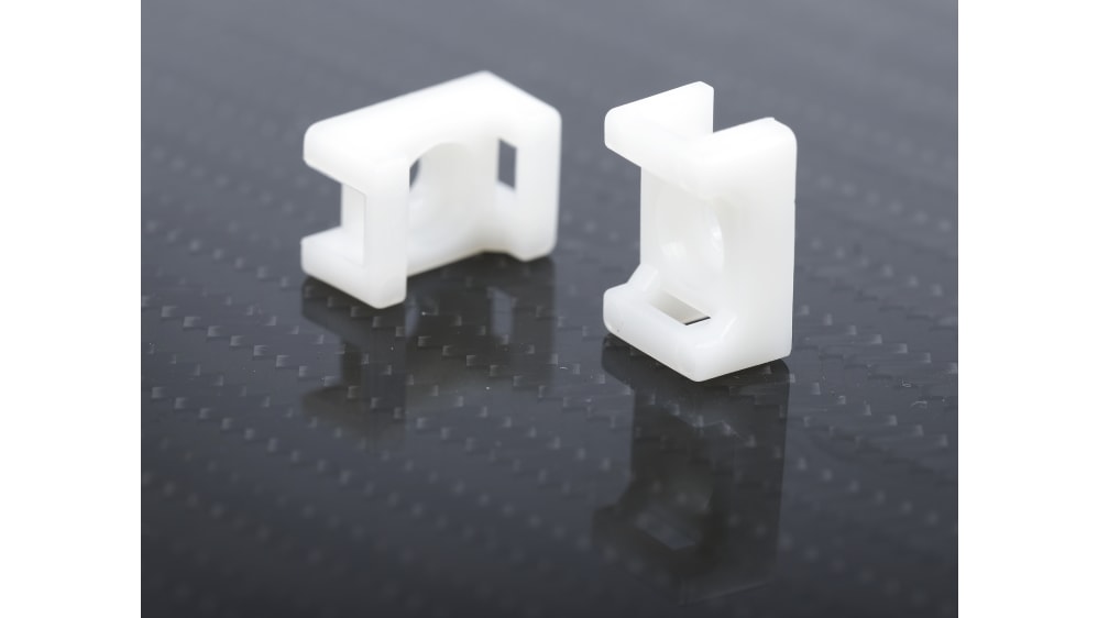 RS PRO Befestigungssockel, Nylon 66 Weiß 15mm x 10 mm, für