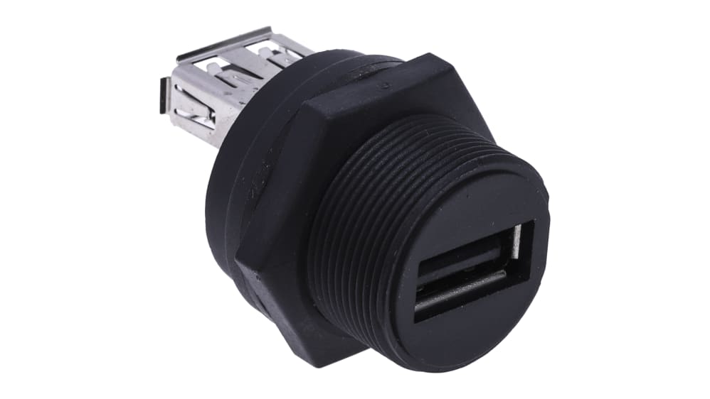 Conector USB RS PRO, Hembra, 2 puertos, Recta IP67, Montaje en