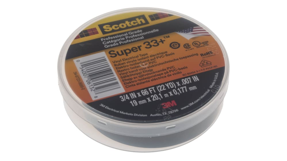 3M france 80021, 3M Scotch Super 33+ Ruban isolant électrique haute perf.  Noir 20m x 19mm