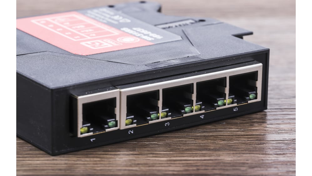 Switch Ethernet RS PRO 5 Ports RJ45, 1000Mbit/s, montage Rail DIN 5 → 30V  c.c.