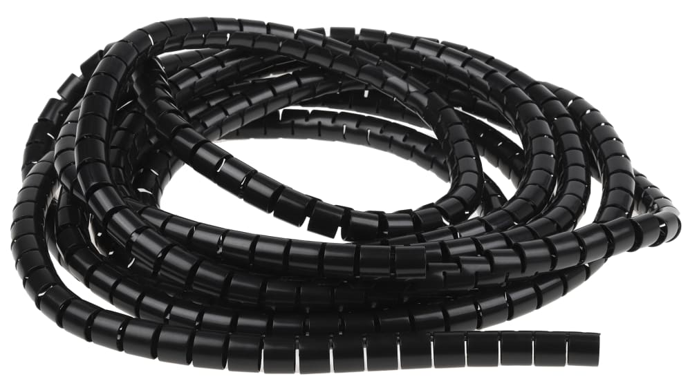 RS PRO Spiral-Kabelschutzschlauch Nylon Schwarz, für Kabel-Ø 15mm bis 16mm,  Länge 5m