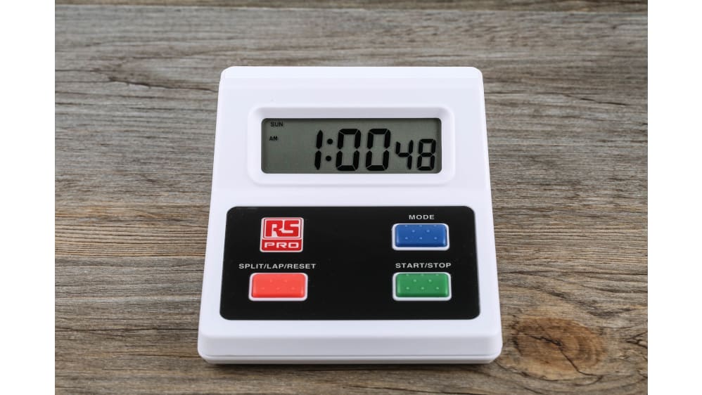 RS PRO Digital Zeitgeber, Desktop-Timer, 1/100s Batteriebetrieben