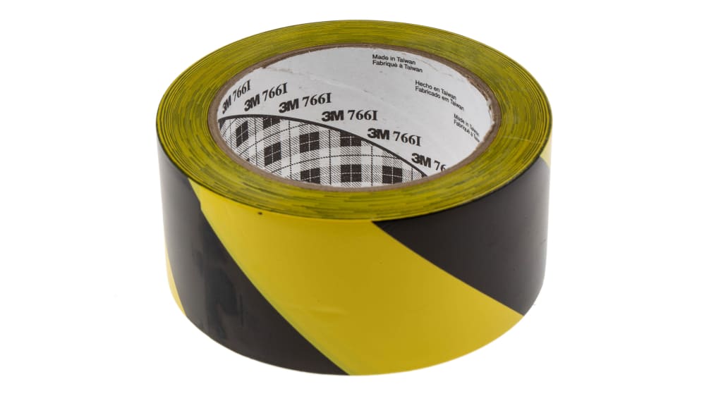 RUBAN ADHESIF JAUNE/NOIR 3M marquage sol réf. 5702 en 50mm x 33m