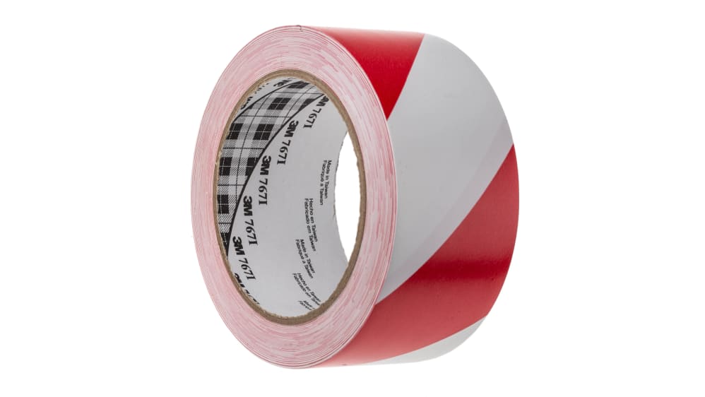 Ruban adhésif PVC souple - Blanc/Rouge 3M SCOTCH Signalétique 767RW50