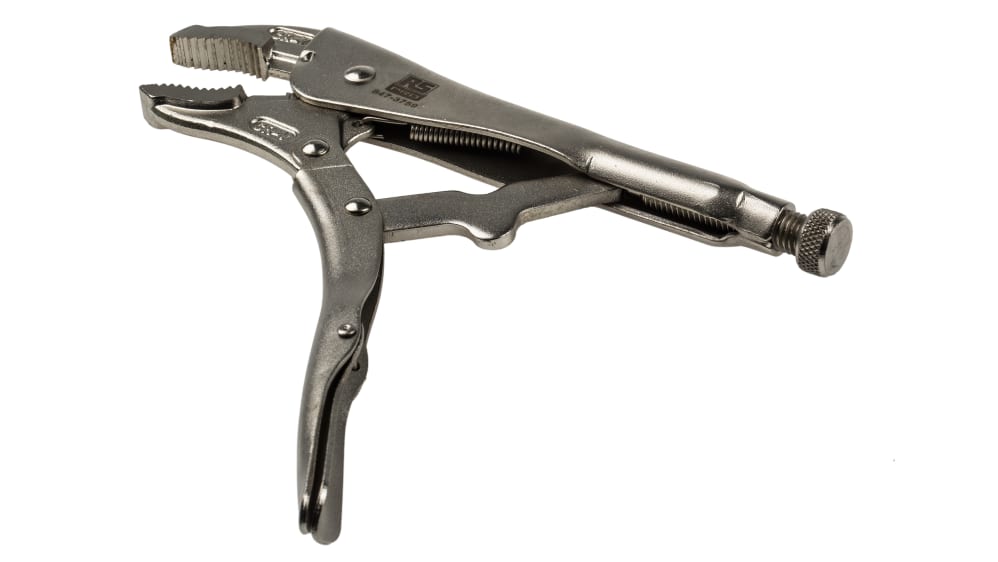 RS PRO 1-Piece Locking Plier Curved, 254mm Overall | RS