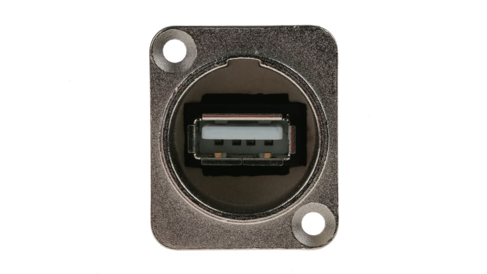 Conector USB RS PRO, Hembra, 2 puertos, Recta IP67, Montaje en Panel,  Versión 2.0, 1.5A