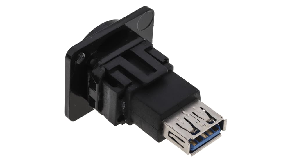 Conector USB RS PRO, Hembra, , 1 puerto puertos, Recta, Montaje en Panel,  Versión 3.0 Código RS: 907-5621