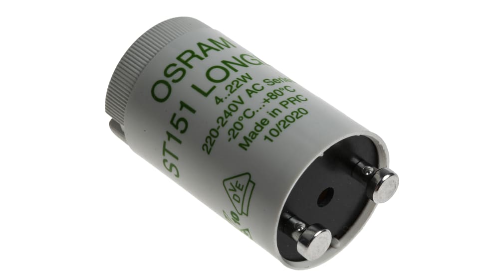 Osram ST 151 LONGLIFE Leuchtstofflampen Starter 2-polig, 4 bis 22 W / 230  V, Ø 21.5mm x 35 mm