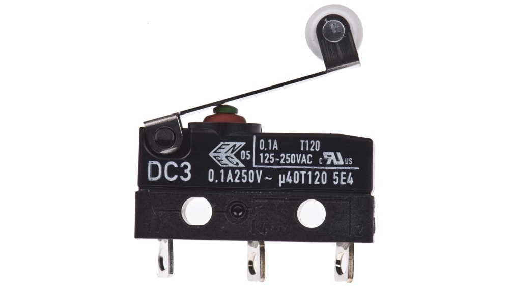 DC3C-A1RC ZF | ZF Roller Lever Micro Switch, Solder Terminal, 100 mA