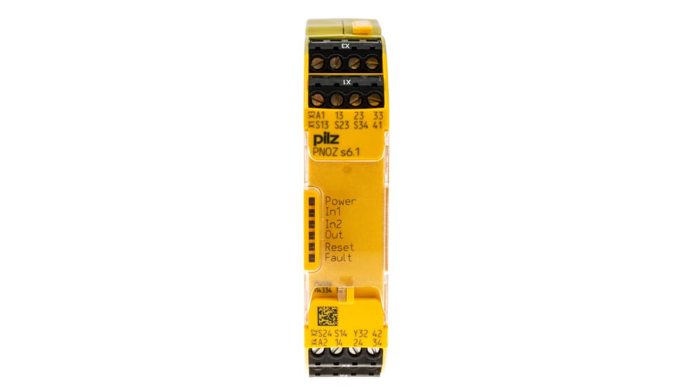 Pilz セーフティリレー, 24V dc, 安全接点:3, 両手操作制御 Pilz セーフティリレー, 24V dc, 安全接点:3, 両手操作制御