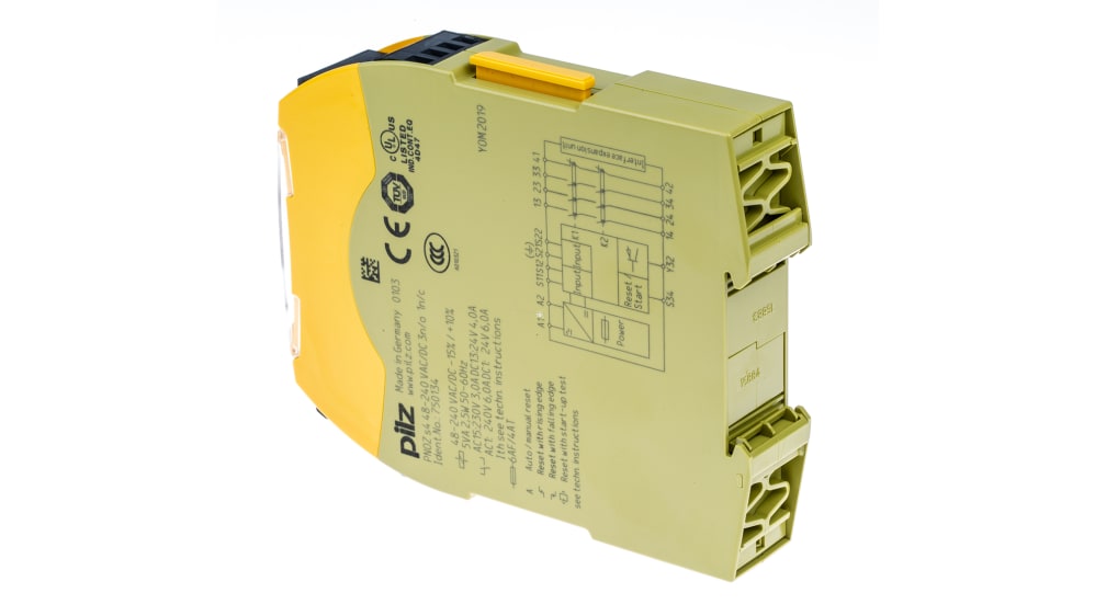 Pilz Dual-Channel Emergency Stop, Light Beam/Curtain, Safety  Switch/Interlock Safety Relay, 48 → 240V ac/dc, 3