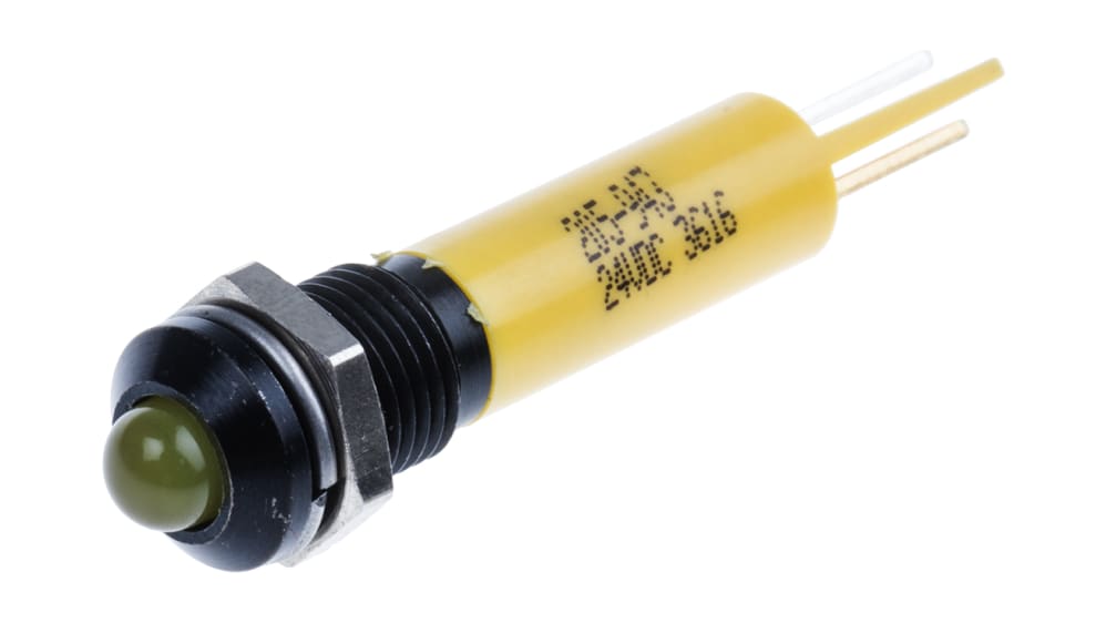 RS PRO パイロットランプ, 24V dc, 黄, 実装ホールサイズ:8mm | RS