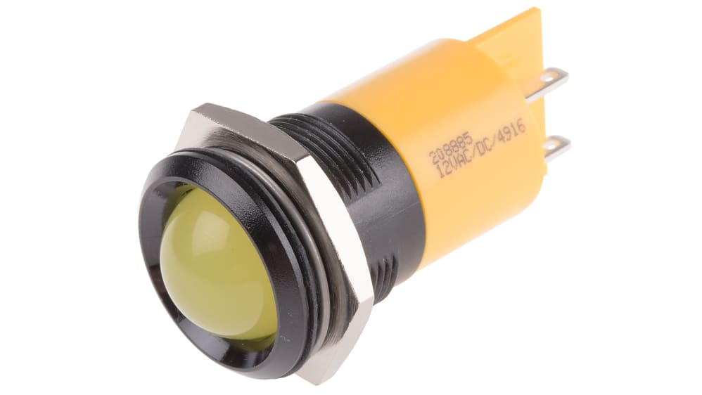 RS PRO パイロットランプ, 12V ac/dc, 黄, 実装ホールサイズ:22mm | RS