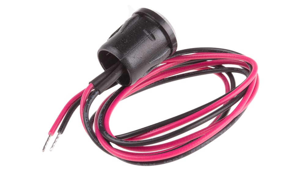 RS PRO Red Flashing LED Panel Mount Indicator, 12V dc, 12mm Mounting Hole  Size, Lead Wires Termination RS