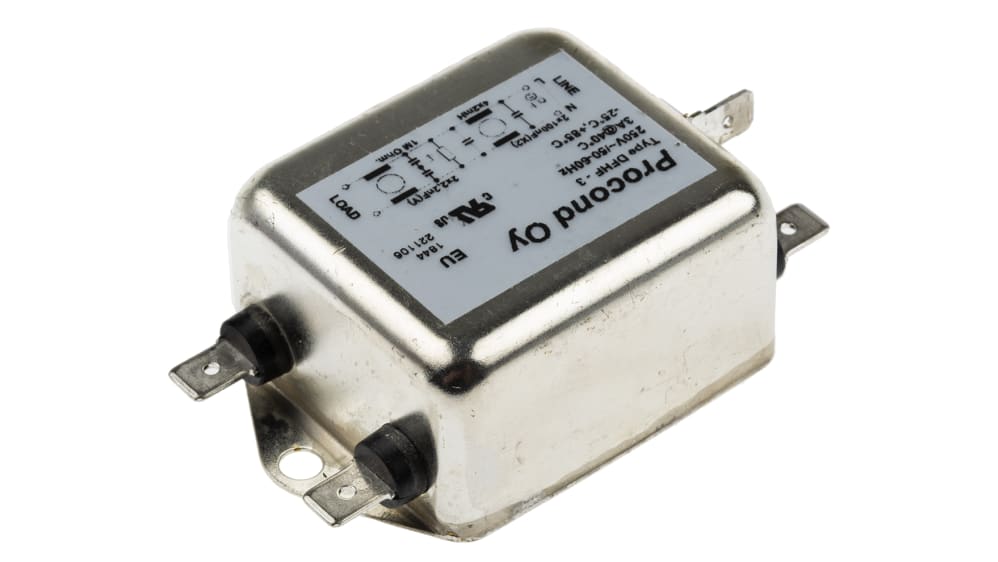 RS PRO 3A 250 V ac 400Hz, Chassis Mount RFI Filter, Tab | RS