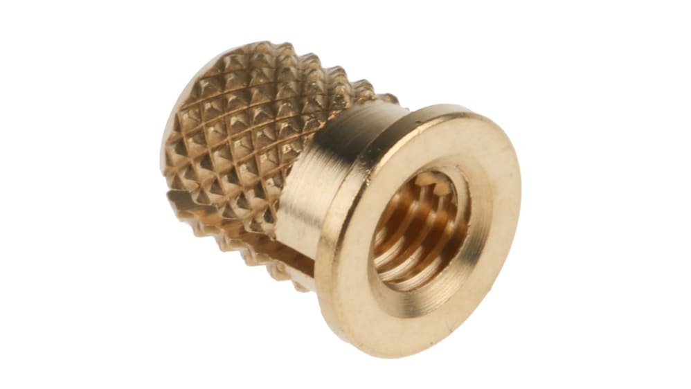 RS PRO, M6 Brass Threaded Insert diameter 8mm Depth 12.7mm