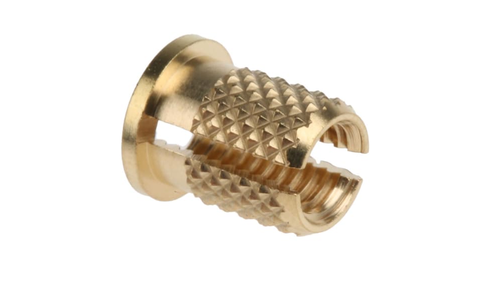 RS PRO, M6 Brass Threaded Insert diameter 8mm Depth 12.7mm