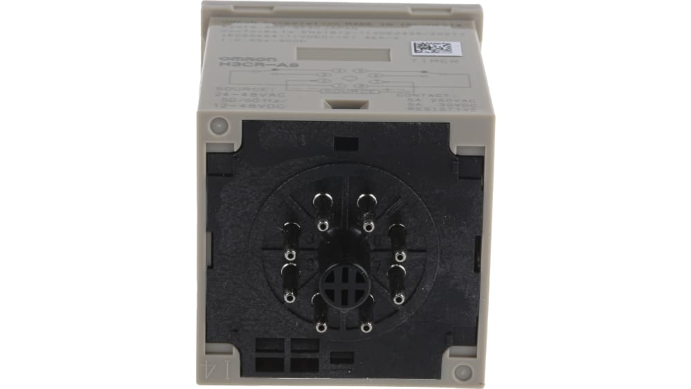 H3CR-A AC24-48/DC12-48, Temporizador multifunción Omron H3CR, 12 → 48 V  dc, 24 → 48V ac, 5A, 2 contactos, tempo. 0.05 s →