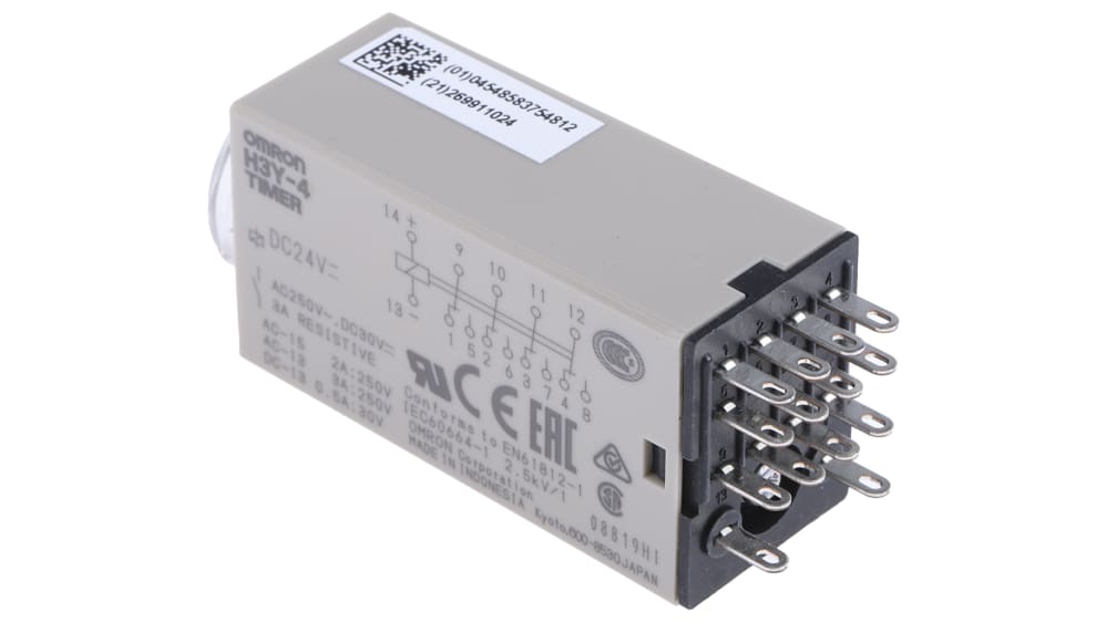 H3Y-4 DC24 10S | Omron H3Y-4 Series DIN Rail, Surface Mount Timer