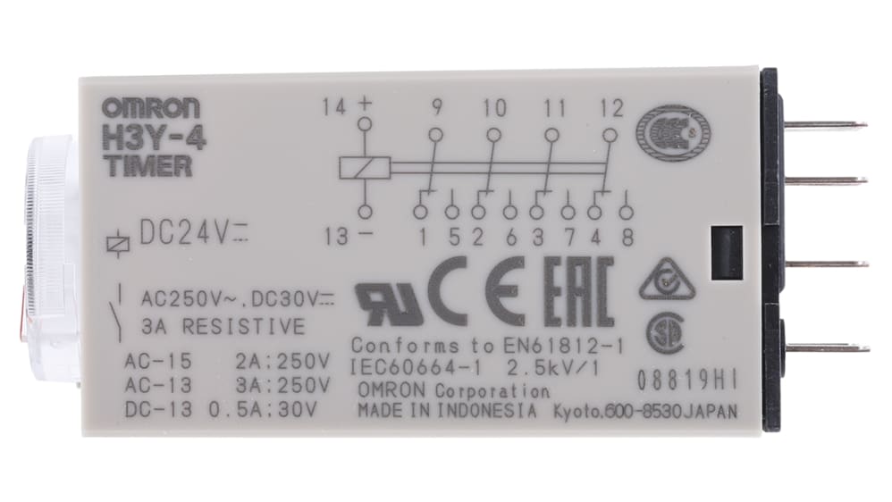 H3Y-4 DC24 10S | Omron H3Y-4 Series DIN Rail, Surface Mount Timer