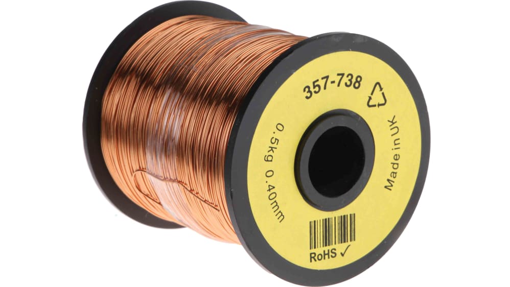 RS PRO 銅線 エナメル 0.40 mm 外径 400 m 0.13 mm² | RS