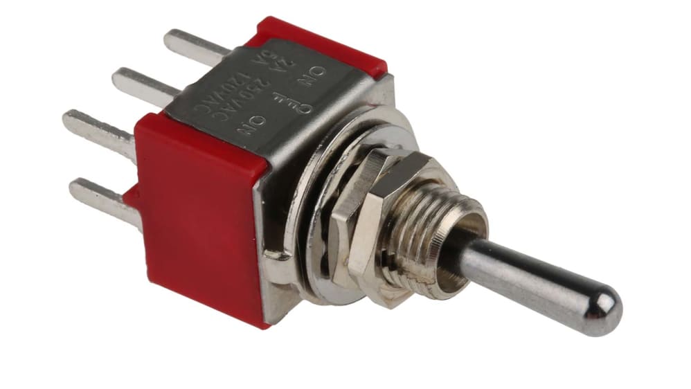 RS PRO トグルスイッチ, On-Off-On, DPDT, 5 A @ 28 V dc, PCB | RS