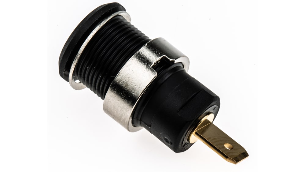 Staubli バナナソケット メス 黒 4 mm 真鍮 タブ, 23.3000-21 1000 V