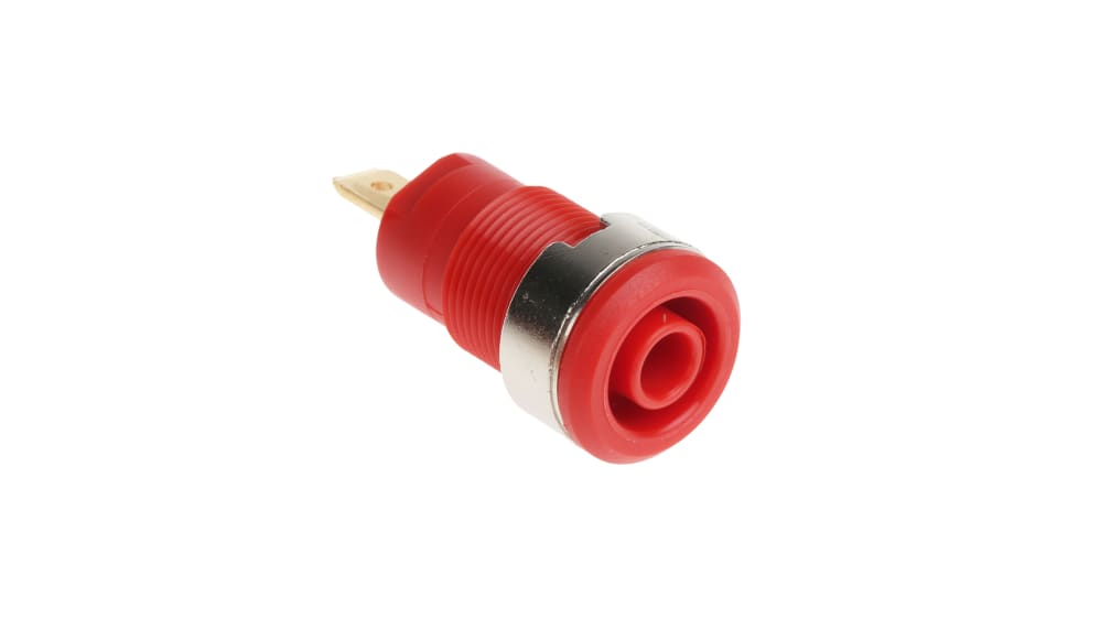 Conector banana hembra Hembra, 24A, 1000V, Contacto Oro, Rojo