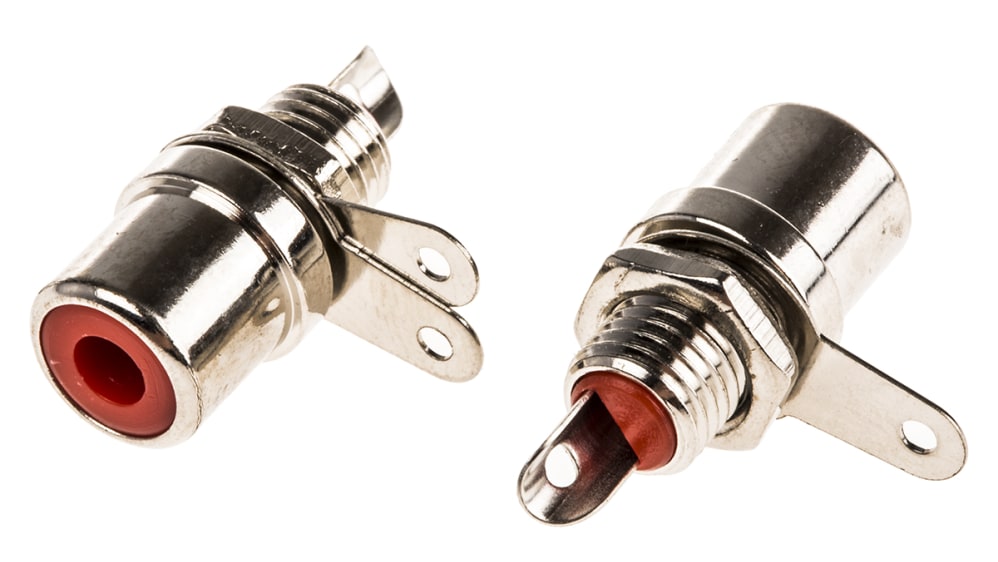RS PRO Red Straight Chassis RCA Socket, Nickel | RS