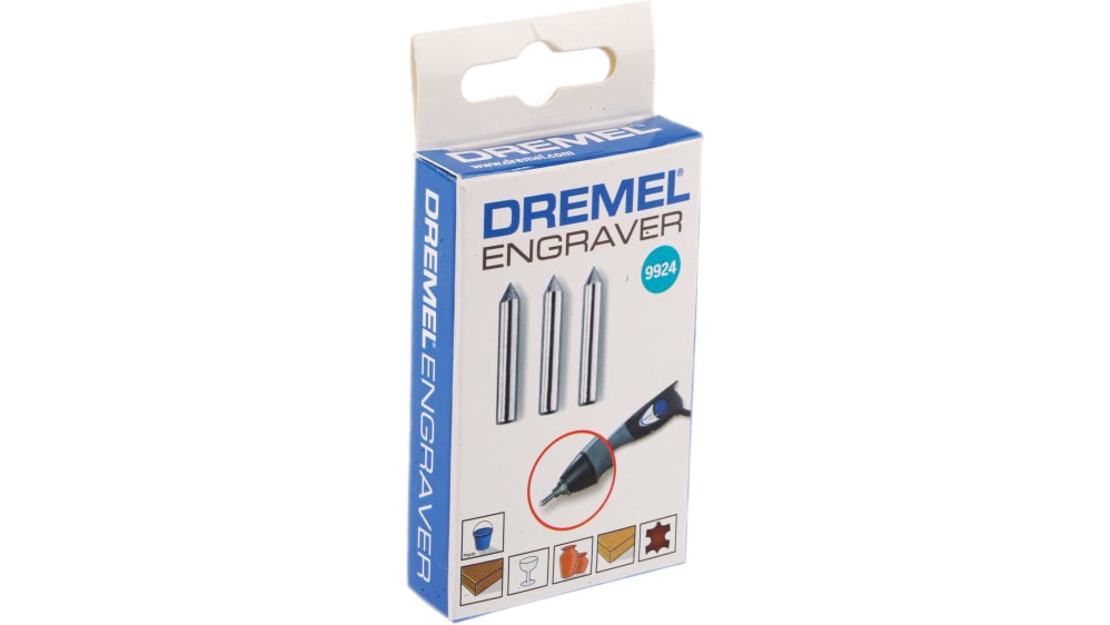 Lot de 3 Pointes Carbure DREMEL 9924 (Gravure sur Bois, Métaux, Plast