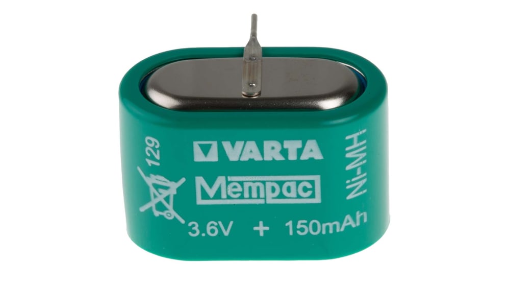 Pile bouton rechargeable Varta 3.6V, 150mAh, NiMH, V150H Code commande RS:  422-393 Référence fabricant: 55615603940