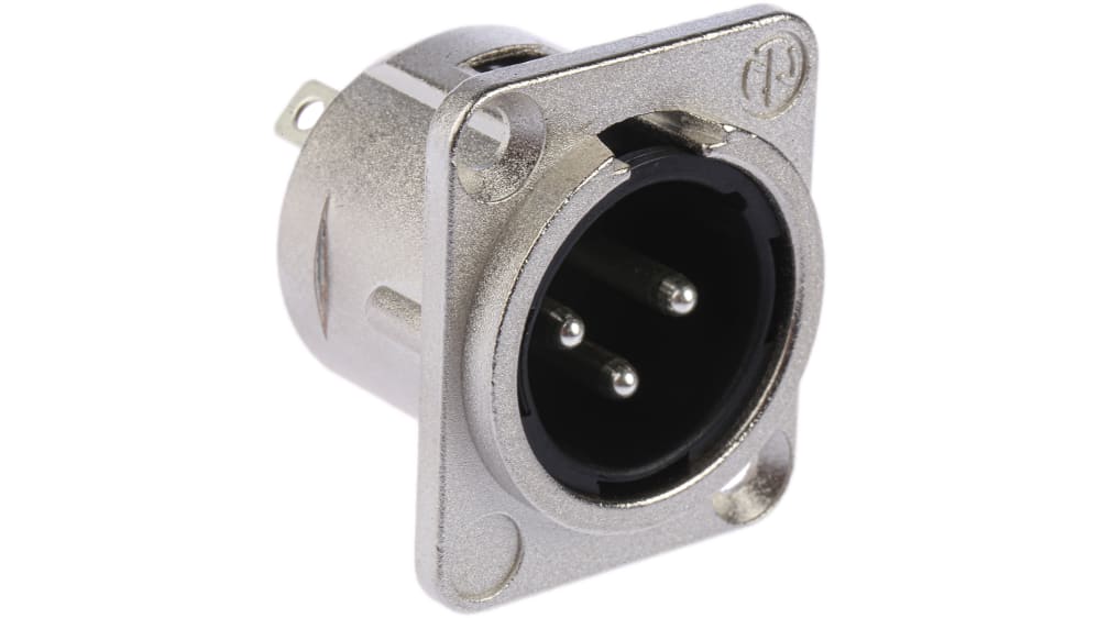 NC3MDL1 | Neutrik Panel XLR Connector, Straight, 50V Male, 3 Way