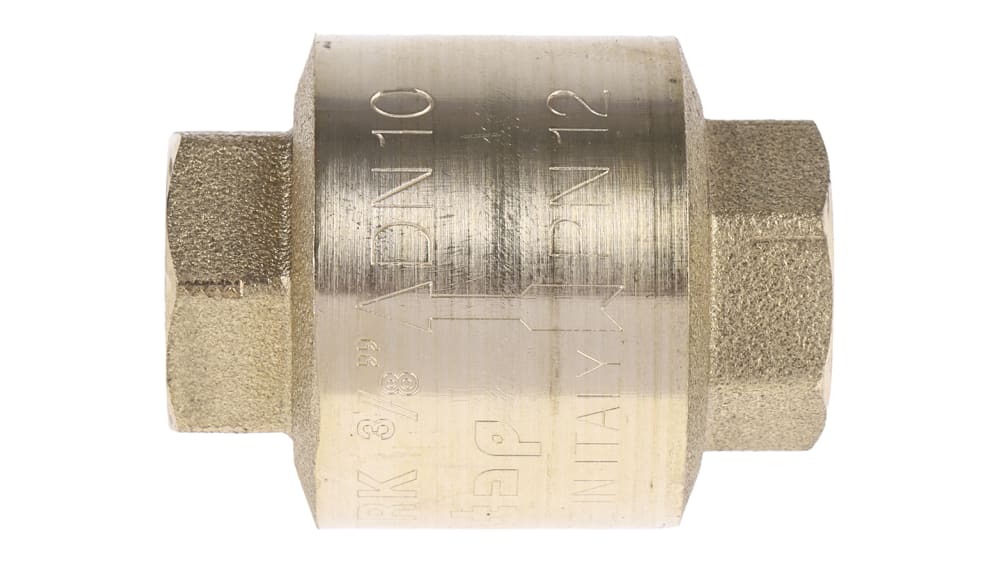 RS PRO, RS PRO Brass Single Check Valve, BSPP 3/8in, 12 bar, 486-170