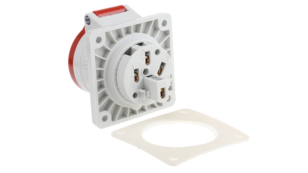 1390 | MENNEKES IP44 Red Panel Mount 4P Industrial Power Socket
