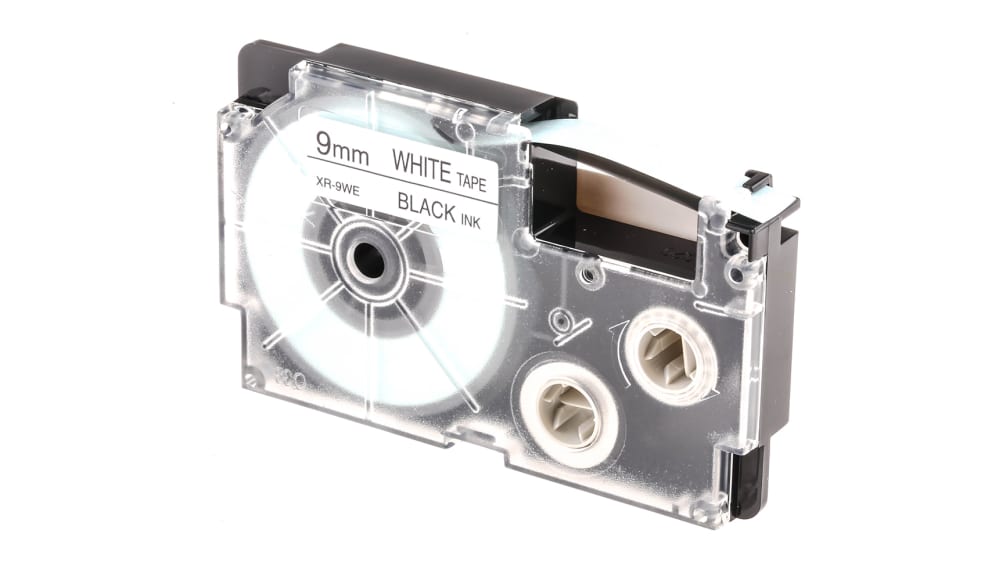 XR-9WE1-W-DJ Casio Black on White Label Printer Tape, m Length