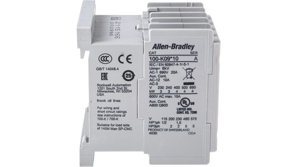 100-K09ZJ10 | Allen Bradley 100 Series 100K Contactor, 24 V 100-K09ZJ10 | Allen Bradley 100 Series 100K Contactor, 24 V