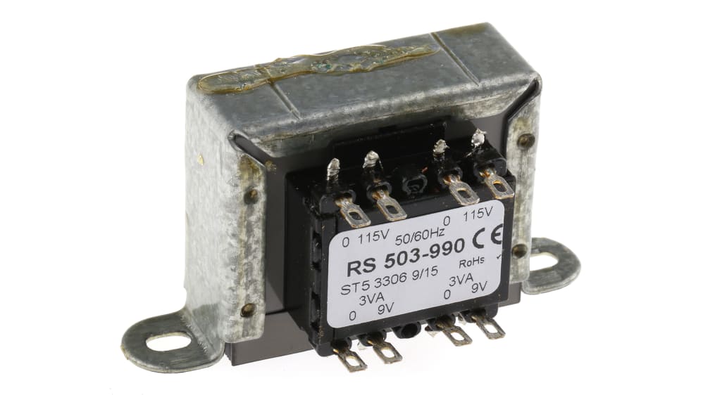 RS PRO シャーシ取り付けトランス, 1次：2 x 115 V ac, 2次：9 V ac