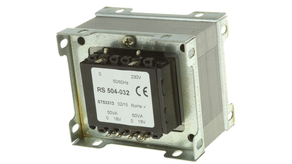 RS PRO シャーシ取り付け電源トランス,1次：230V ac,2次：18V ac 87