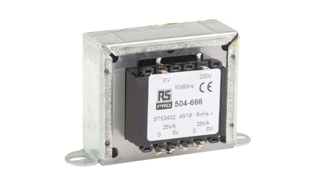 RS PRO シャーシ取り付け電源トランス,1次：230V ac,2次：6V ac 84