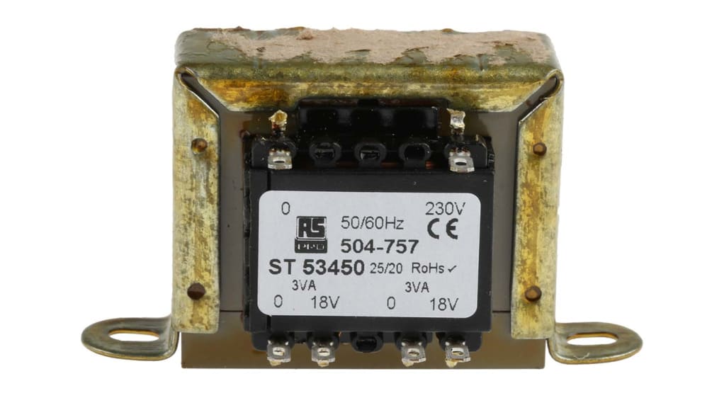 RS PRO シャーシ取り付け電源トランス,1次：230V ac,2次：18V ac 80