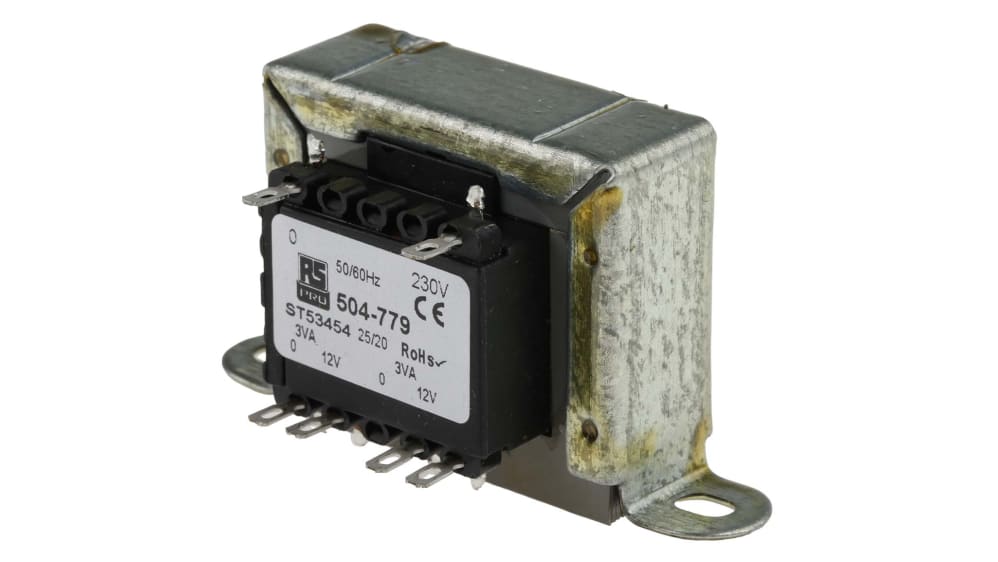 RS PRO シャーシ取り付けトランス 50 VA,1次：230 V ac 2,2次：12 V ac