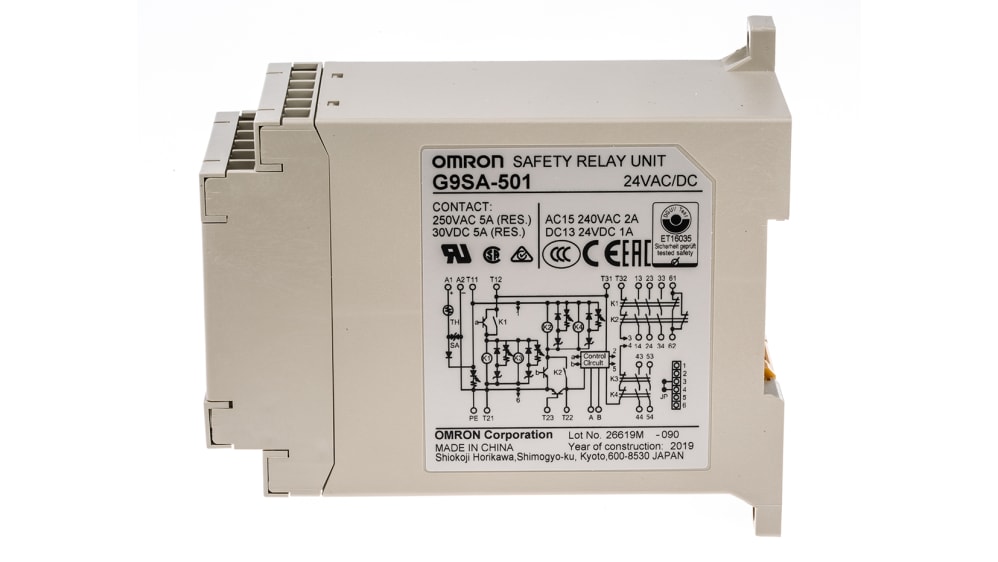 オムロン セーフティリレー, 24V ac/dc, 安全接点:5, 緊急停止 オムロン セーフティリレー, 24V ac/dc, 安全接点:5, 緊急停止