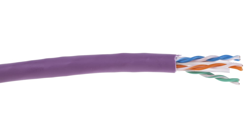 RS PRO, 305m Cat6, Purple, U/UTPUnshielded, Unterminated LSZH Sheath RS PRO, 305m Cat6, Purple, U/UTPUnshielded, Unterminated LSZH Sheath