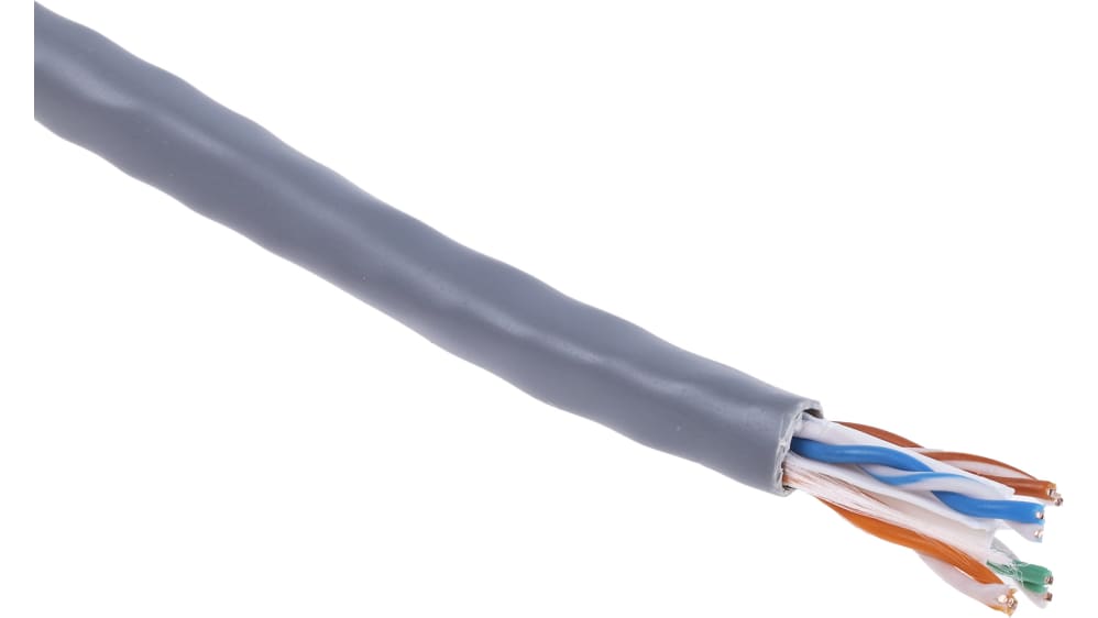 RS PRO, 305m Cat6, Grey, U/UTP Unshielded, Unterminated PVC Sheath